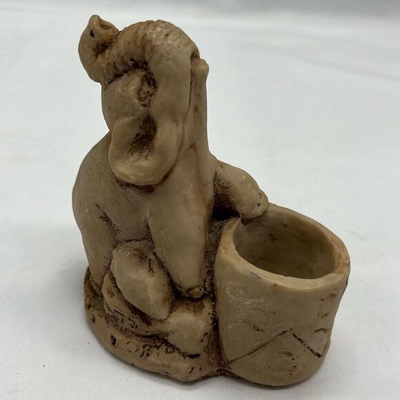 Rare Elephant Raising Trunk Figurine with Basket - Picture 1 of 9
